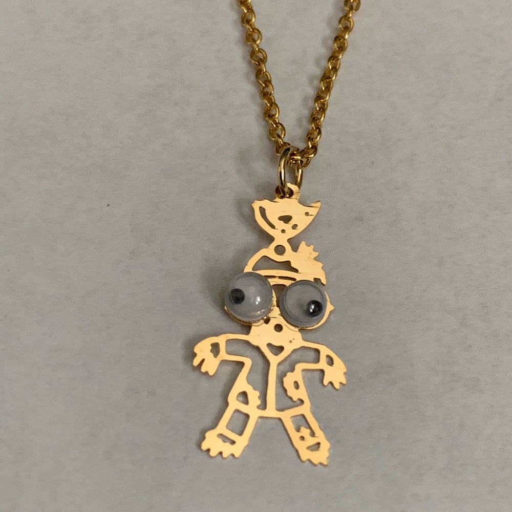 New vintage man googly eyes Pendant necklace